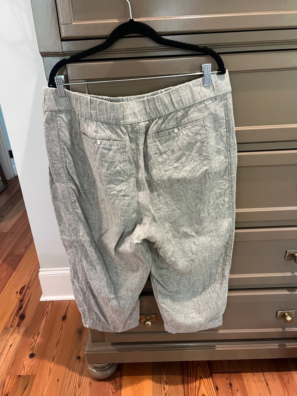 J. Jill Light Gray/Green Cropped Linen Blend Pants - Picture 4 of 4